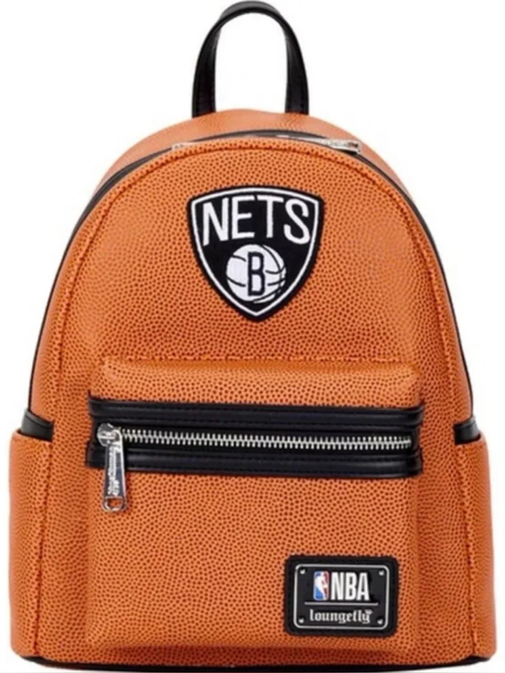 Brooklyn Nets Orange Basketball-Texture Mini Backpack Loungefly NWT